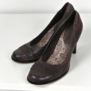 Mixit Leather Formal Tassels Cushioned Floral Sole Brown Pump Heels US8.5 UK6.5